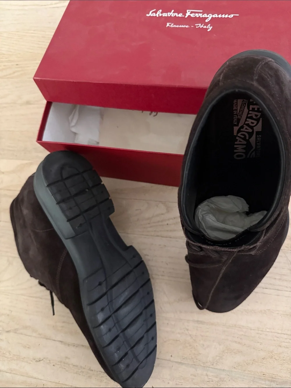 Salvatore Ferragamo Brown Suede Chukka Boots
